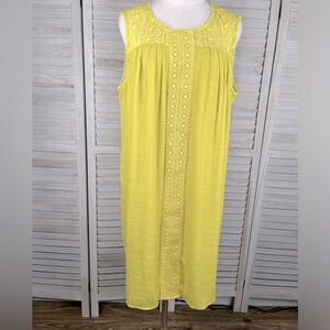 ZAC & RACHEL Sleeveless Lace Trimmed Shift Dress Yellow-1X